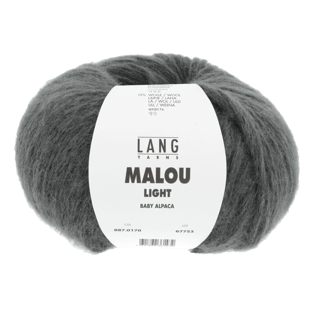 Lang Yarns Knitting Pattern Small - 7 balls / coal 887.0170 MALALA Pullover Pattern Bundle in Malou Light by LANGYARNS | Fatto a Mano 282-027