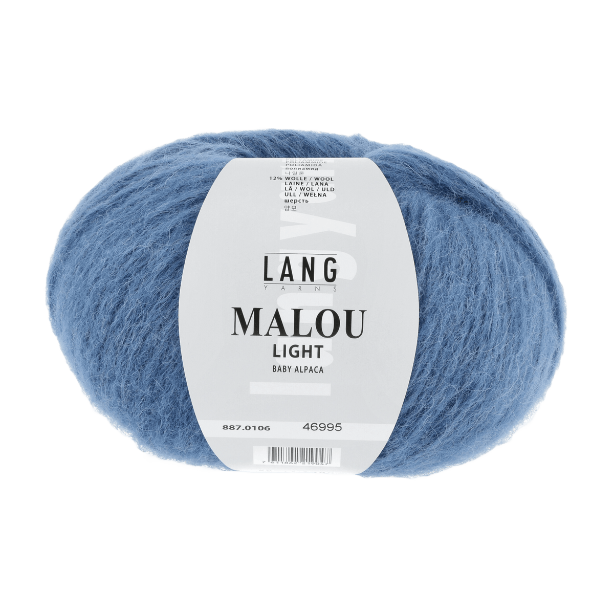 Lang Yarns Knitting Pattern Small - 7 balls / middle blue 887.0106 MALALA Pullover Pattern Bundle in Malou Light by LANGYARNS | Fatto a Mano 282-027