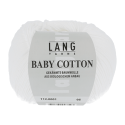 Lang Yarns Knitting Pattern Small - 7 balls / WHITE 112.0001 BIRGITTA Top down sweater Pattern Bundle in Baby Cotton by LANGYARNS | Punto 92-006