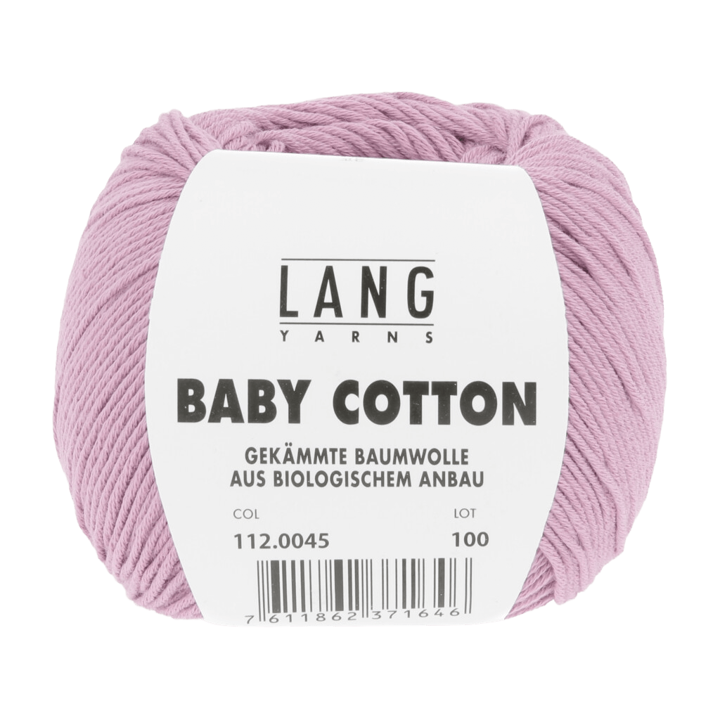 Lang Yarns Knitting Pattern Small-Medium - 10 balls / MAUVE 112.0045 DOROTHE Cardigan Pattern Bundle in Baby Cotton by LANGYARNS | Fatto a Mano 284-059
