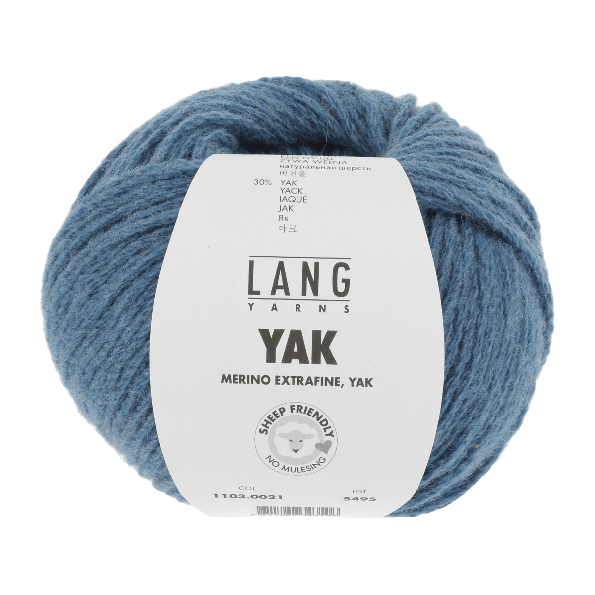 Lang Yarns Knitting Pattern Small-Medium - 11 balls / azure mélange 1103.0021 FLAVIA Sweater Pattern Bundle in Yak by LANGYARNS | Fatto a Mano 286-055