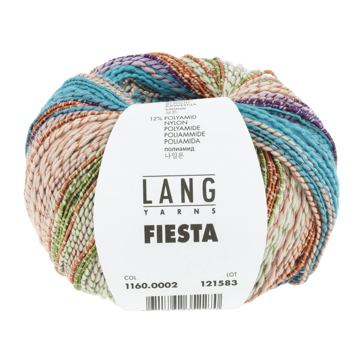 Lang Yarns Knitting Pattern Small-Medium - 11 balls / light blue/pink/green/orange 1160.0002 ANISSA Dress Pattern Bundle in Fiesta by LANGYARNS | Fatto a Mano 284-011