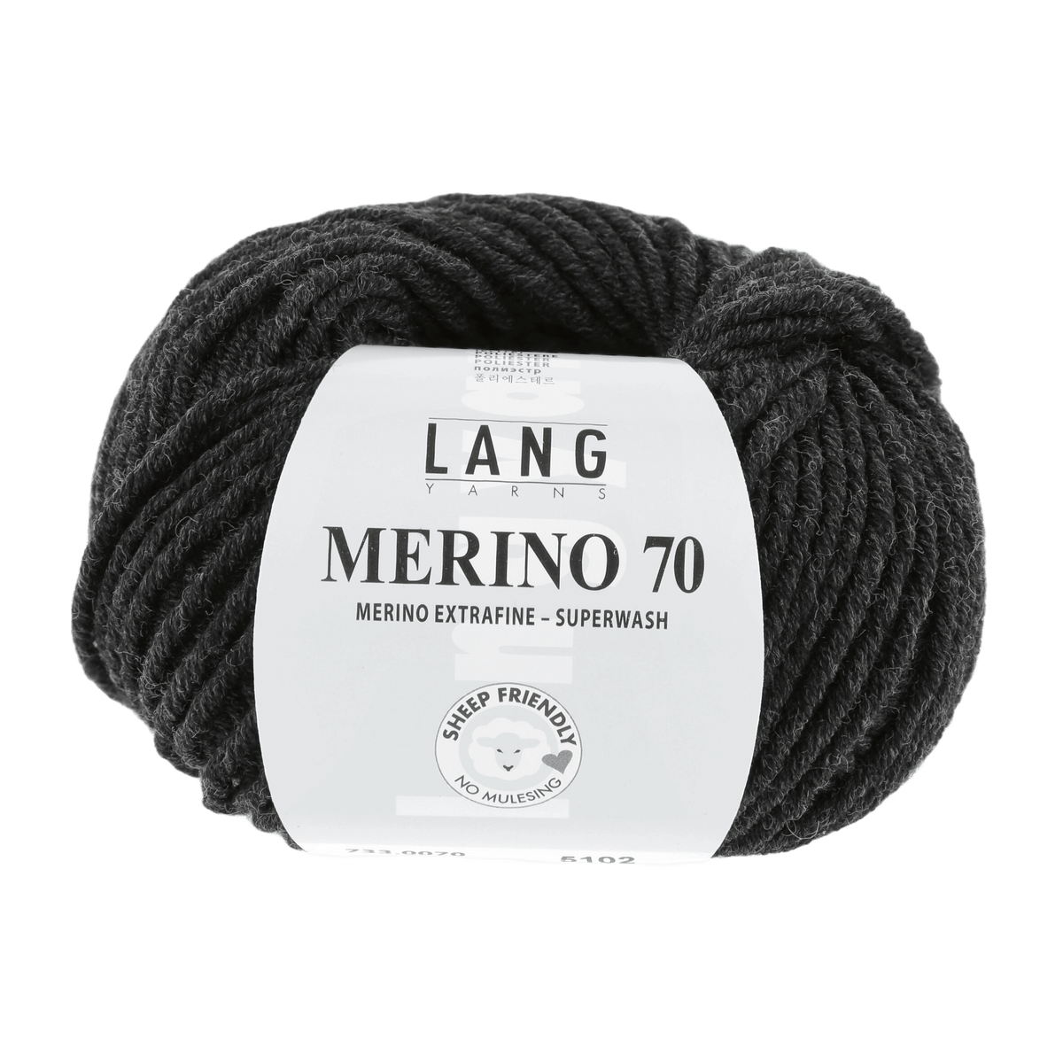 Lang Yarns Knitting Pattern Small-Medium - 12 balls / anthracite mélange 733.0070 Sweater Pattern Bundle in MERINO 70 by LANGYARNS | Punto 55-007