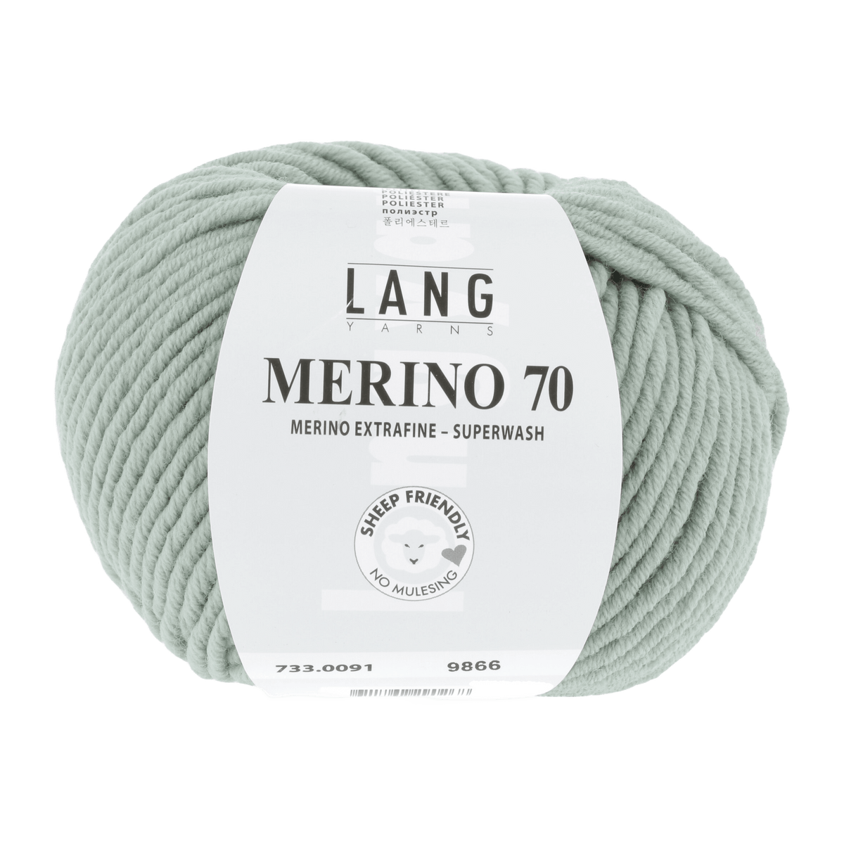 Lang Yarns Knitting Pattern Small-Medium - 12 balls / light sage 733.0091 Sweater Pattern Bundle in MERINO 70 by LANGYARNS | Punto 55-007