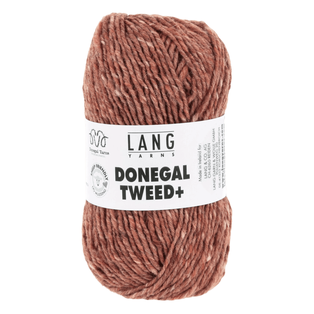 Lang Yarns Knitting Pattern Small-Medium - 12 balls / rust 1143.0087 RAHEL Sweater Pattern Bundle in DONEGAL TWEED+ by LANGYARNS | Punto 77-008