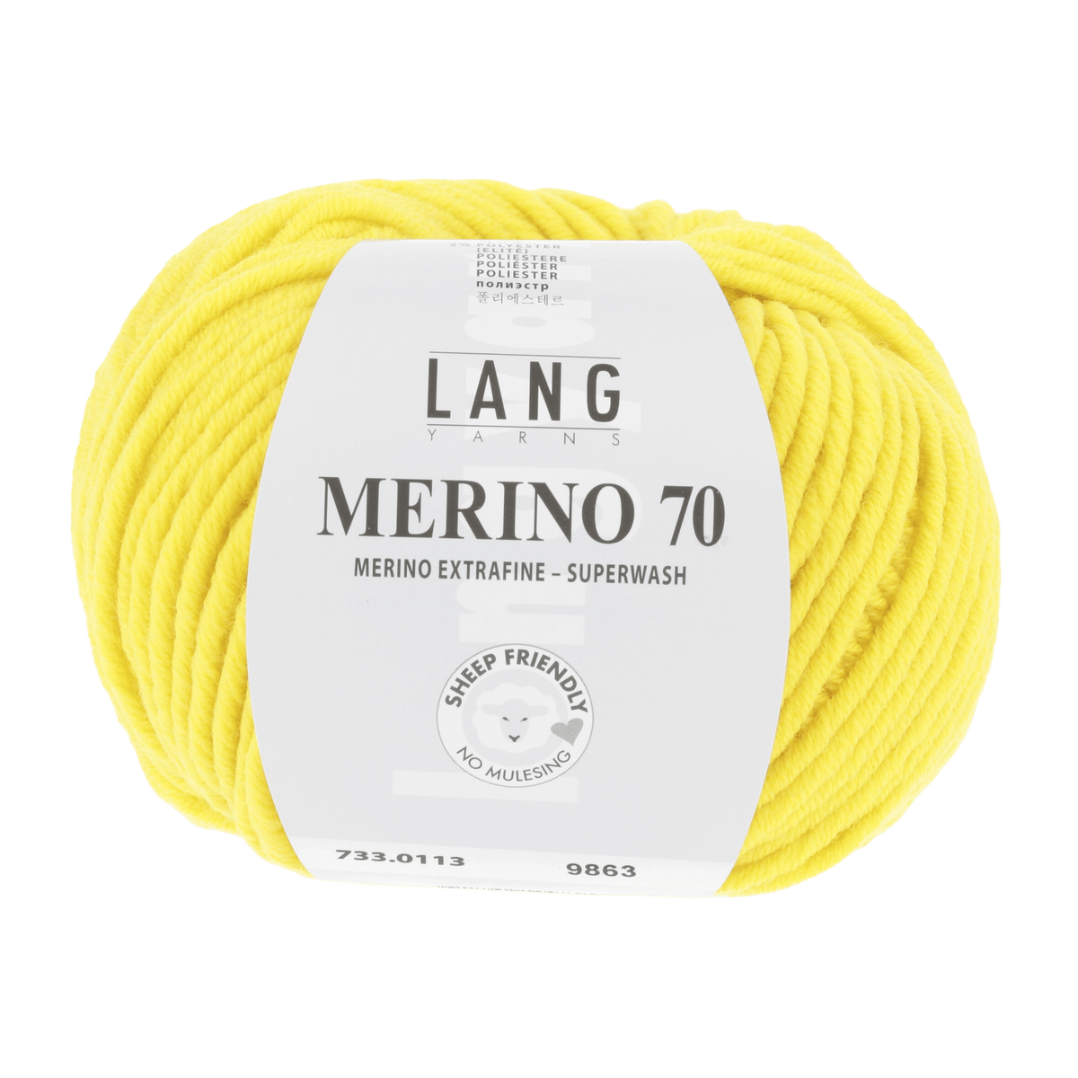 Lang Yarns Knitting Pattern Small-Medium - 12 balls / yellow 733.0113 Sweater Pattern Bundle in MERINO 70 by LANGYARNS | Punto 55-007