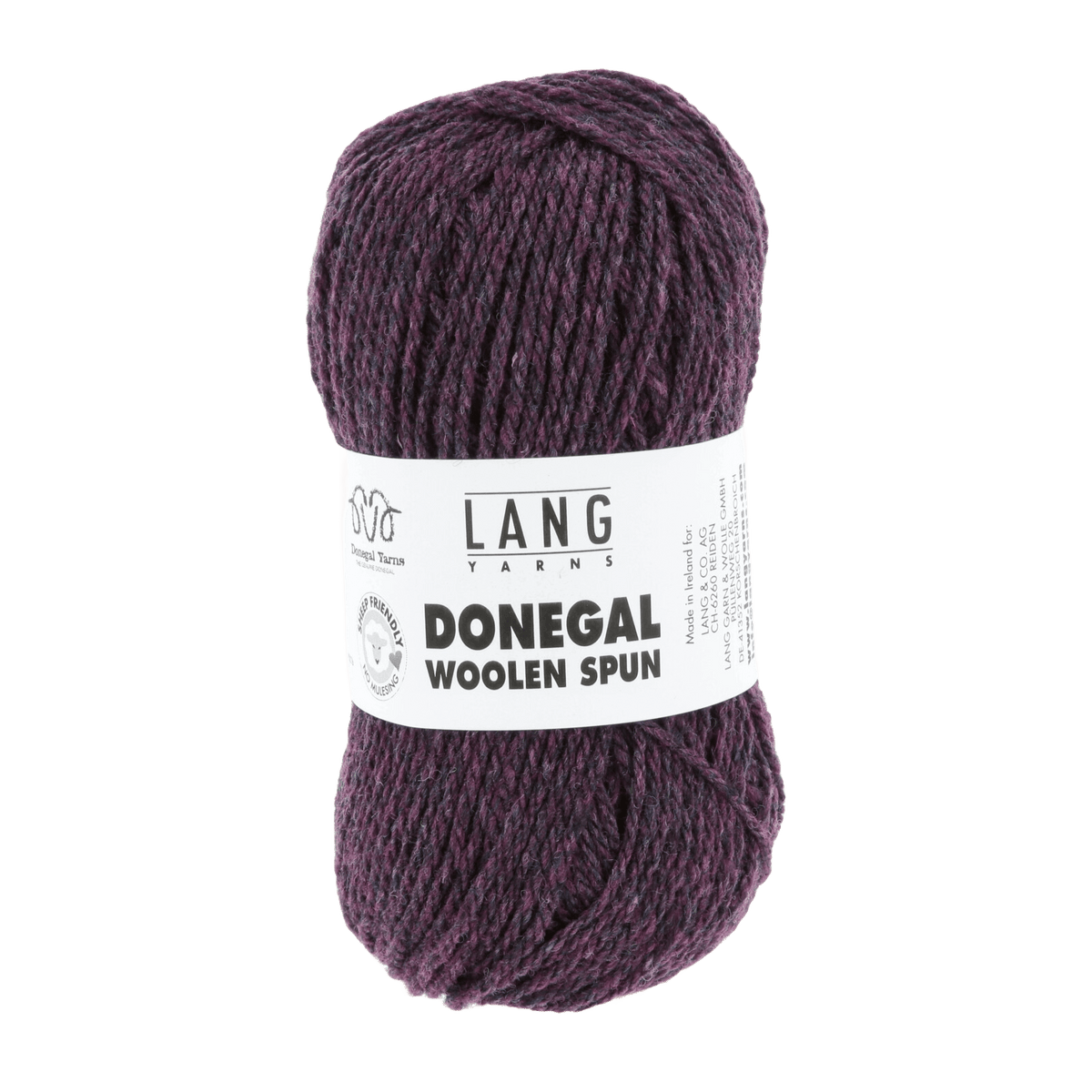 Lang Yarns Knitting Pattern Small-Medium - 13 balls / eggplant 1172.0080 CALLAHAN Men's Cardigan Pattern Bundle in Donegal Woolen Spun by LANGYARNS | Punto 87-266