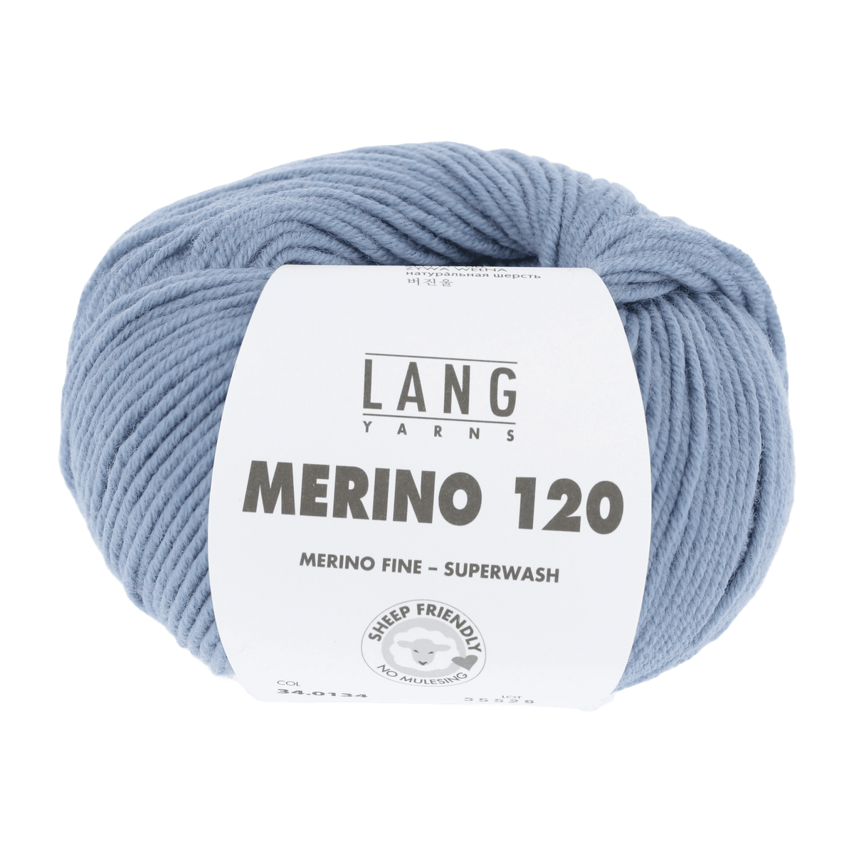Lang Yarns Knitting Pattern Small-Medium - 14 balls / light jeans 34.0134 Roll-neck pullover Pattern Bundle in MERINO 120 by LANGYARNS | Punto 55-011