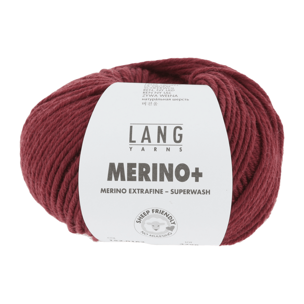 Lang Yarns Knitting Pattern Small-Medium - 16 balls / dark red mélange 152.0162 CAMERON Unisex sweater Pattern Bundle in MerinoPlus by LANGYARNS | Fatto a Mano 286-031
