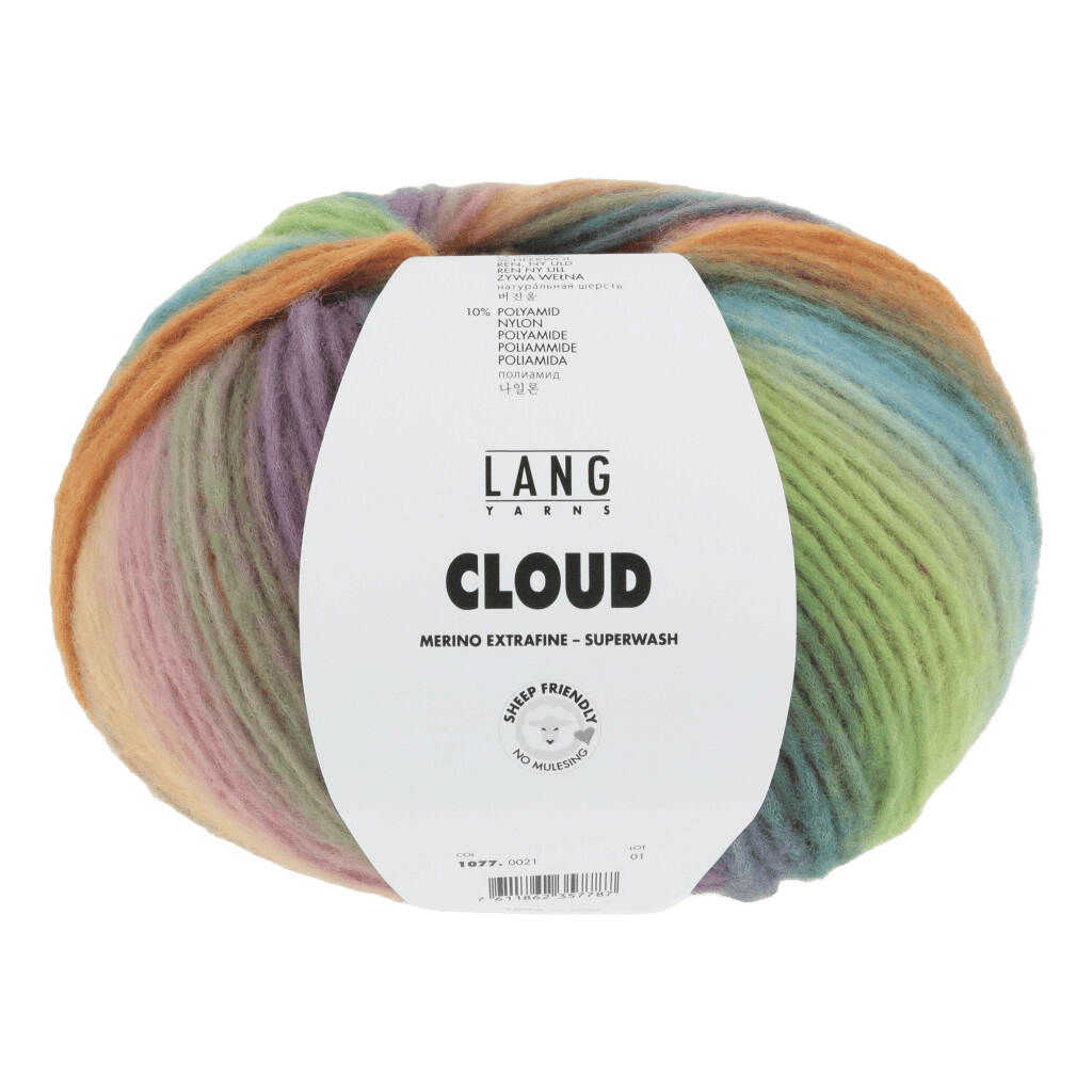 Lang Yarns Knitting Pattern Small-Medium - 3 balls / blue/orange/green/pink 1077.0021 Sweater Pattern Bundle in CLOUD by LANGYARNS | Punto 45-005