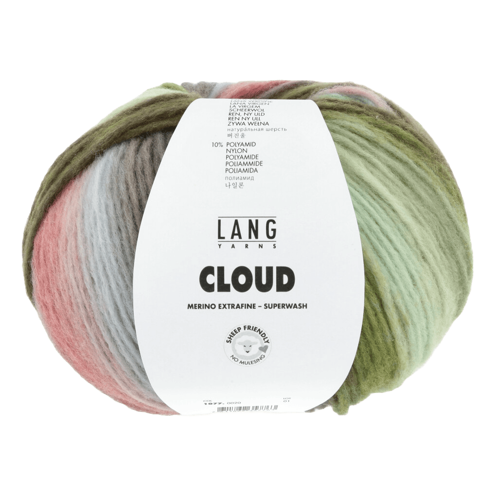 Lang Yarns Knitting Pattern Small-Medium - 3 balls / dark green/olive/light blue/red 1077.0020 HEDDA Short-sleeved sweater Pattern Bundle in Cloud by LANGYARNS | Punto 73-005