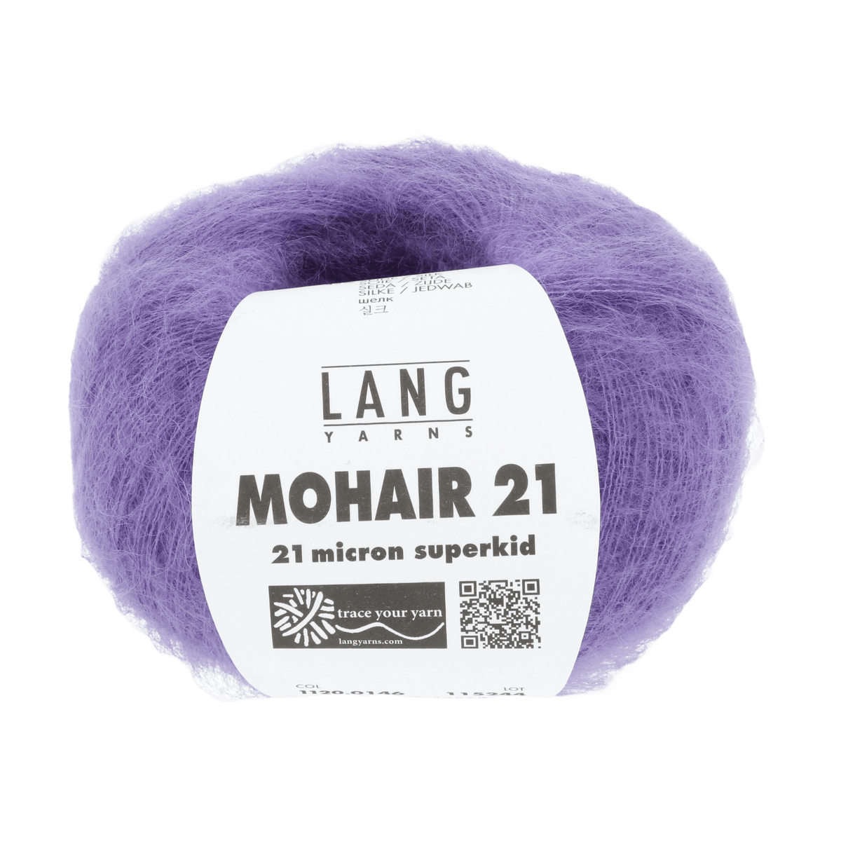 Lang Yarns Knitting Pattern Small-Medium - 3 balls / dark lilac 1120.0146 ANNIKA Sweater Pattern Bundle in Mohair 21 by LANGYARNS | Fatto a Mano 280-046