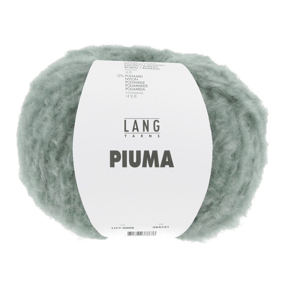 Lang Yarns Knitting Pattern Small-Medium - 3 balls / grey-green 1177.0008 Trudy Sweater Pattern Bundle in Piuma by LANGYARNS | Fatto a Mano 288-053