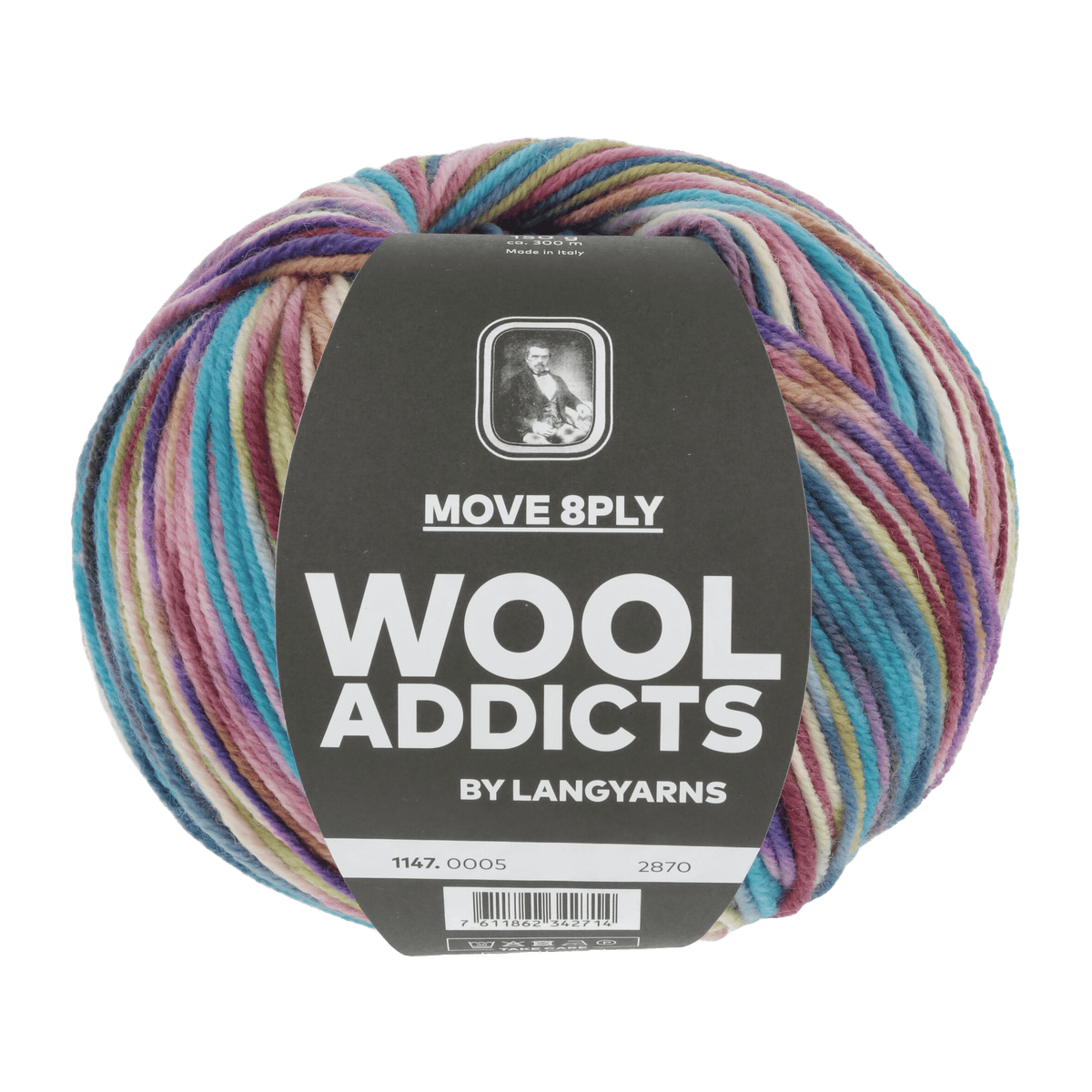 Lang Yarns Knitting Pattern Small-Medium - 3 balls / PURPLE/TURQUOISE/OFFWHITE 1147.0005 MOVEOLOGY Cropped sweater Pattern Bundle in Move 8ply by LANGYARNS | Punto 79-011