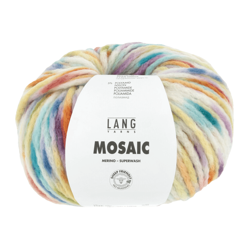 Lang Yarns Knitting Pattern Small-Medium - 3 balls / turquoise/berry/orange/green CARLY Slipover Pattern Bundle in Mosaic by LANGYARNS | Punto 84-040