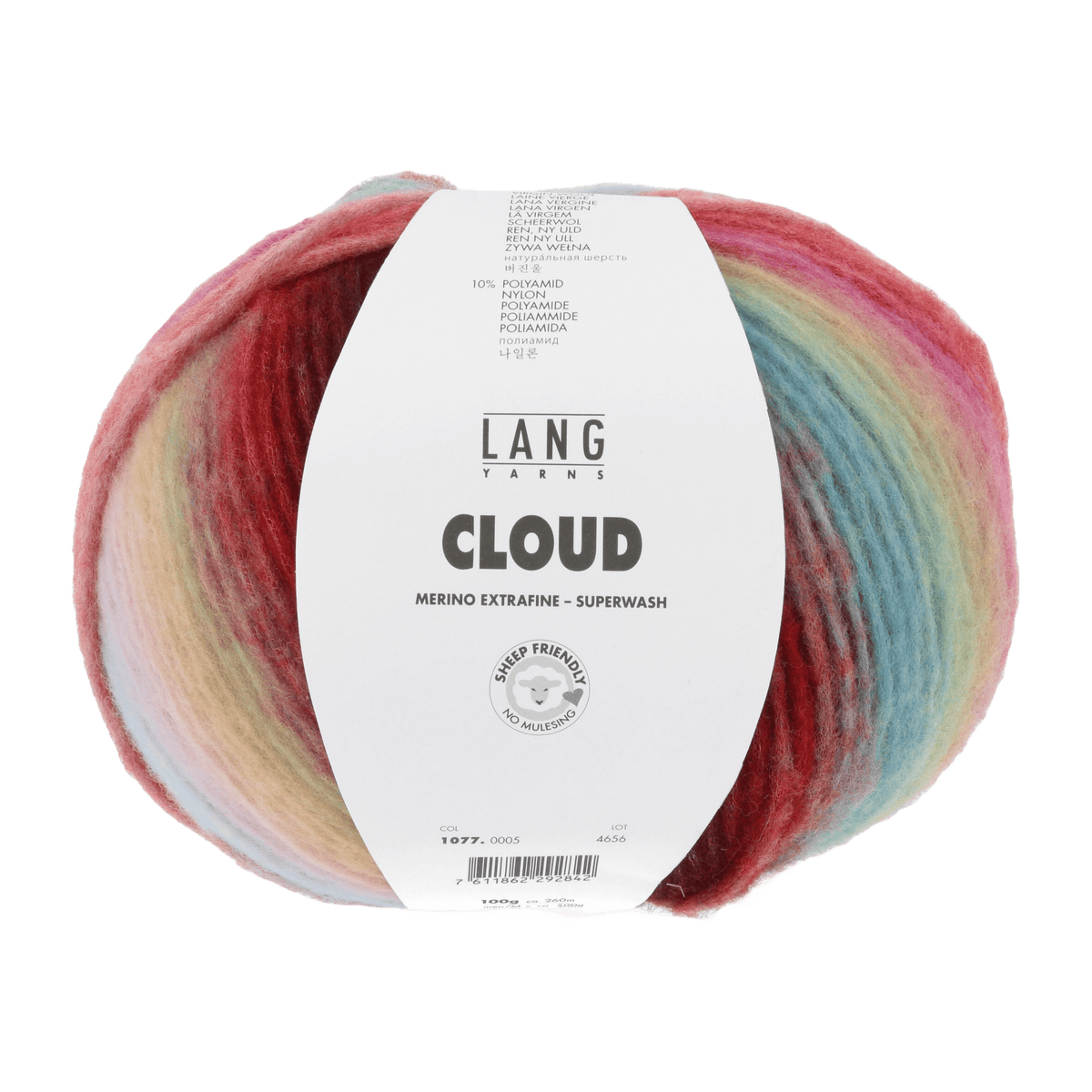 Lang Yarns Knitting Pattern Small-Medium - 4 balls / bordeaux/green/blue 1077.0005 SIGRID Top down sweater Pattern Bundle in CLOUD by LANGYARNS | Fatto a Mano 278-052