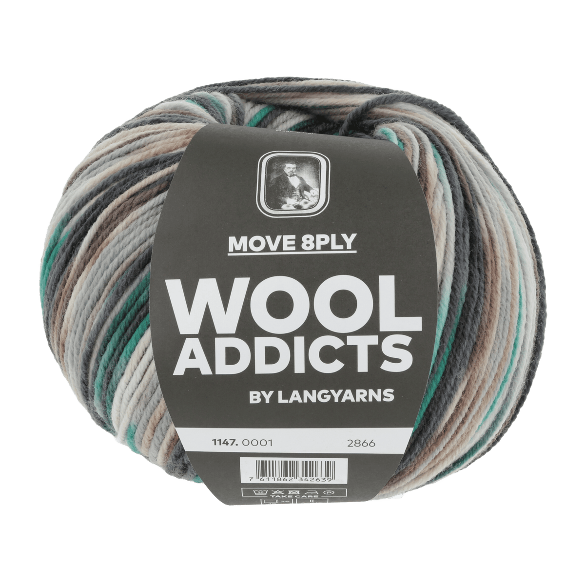 Lang Yarns Knitting Pattern Small-Medium - 5 balls / BLACK/GREY/GREEN 1147.0001 PURE DELIGHT Cardigan Pattern Bundle in Move 8ply by LANGYARNS | Punto 86-014