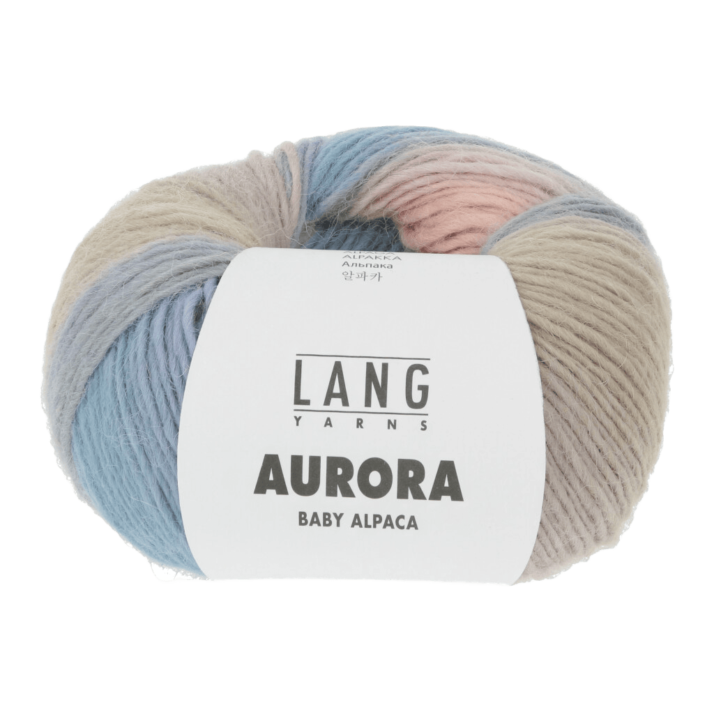 Lang Yarns Knitting Pattern Small-Medium - 5 balls / blue/green/salmon/sand 1163.0003 KELSEY Slipover Pattern Bundle in AURORA | FATTO A MANO 286