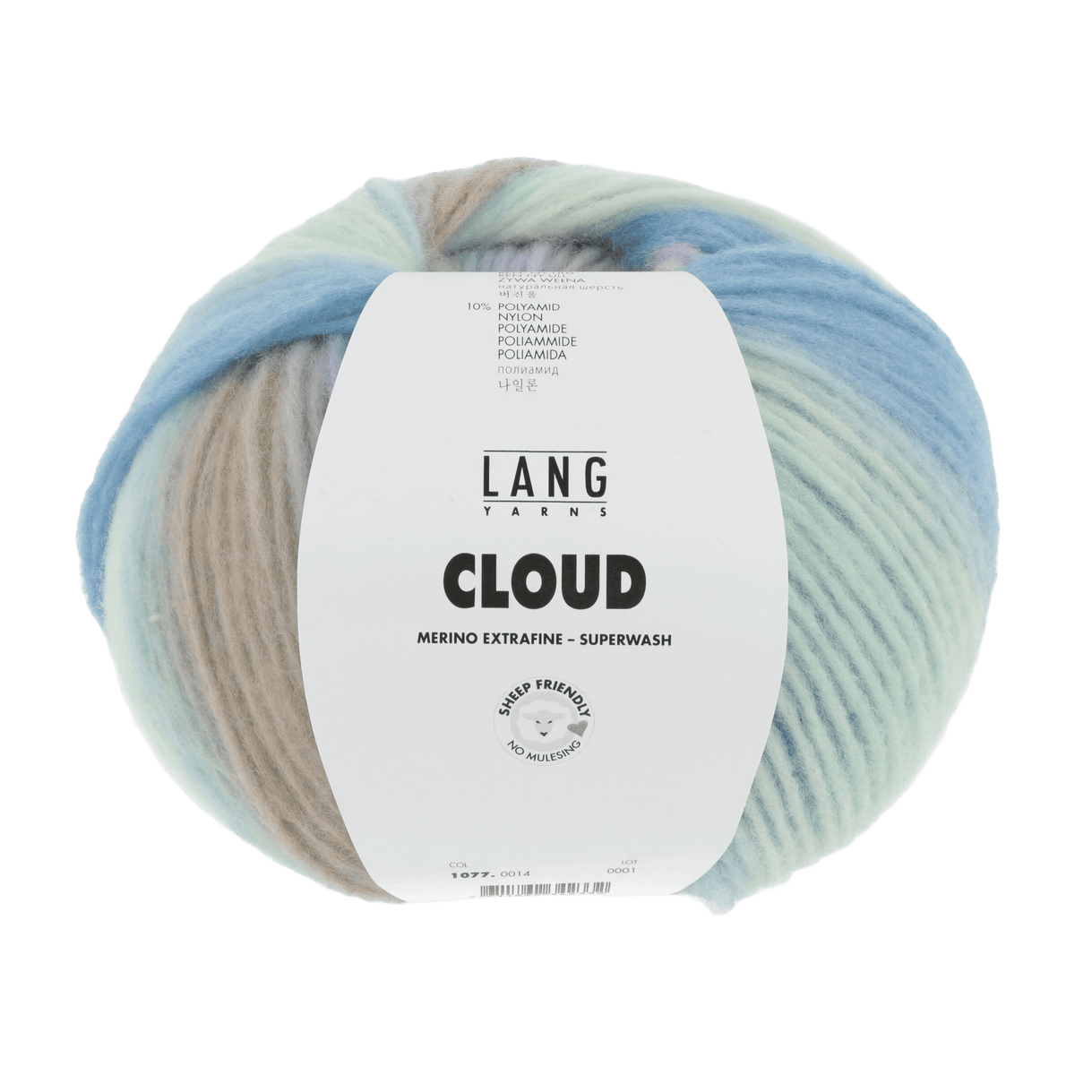 Lang Yarns Knitting Pattern Small-Medium - 5 balls / light green/light blue/lilac 1077.0014 VERONICA Sweater Pattern Bundle in Cloud by LANGYARNS | Punto 73-001