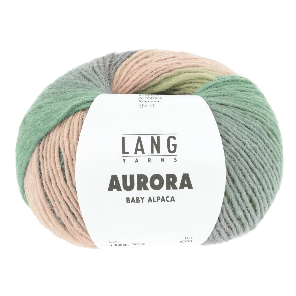 Lang Yarns Knitting Pattern Small-Medium - 5 balls / lime/green/purple/turquoise 1163.0004 KELSEY Slipover Pattern Bundle in AURORA | FATTO A MANO 286
