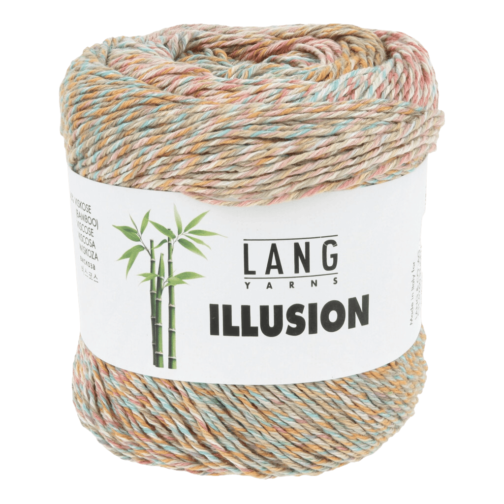 Lang Yarns Knitting Pattern Small-Medium - 5 balls / salmon/orange/aqua/offwhite 1155.0011 SYDNEY Sweater Pattern Bundle in Illusion by LANGYARNS | Punto 91-011