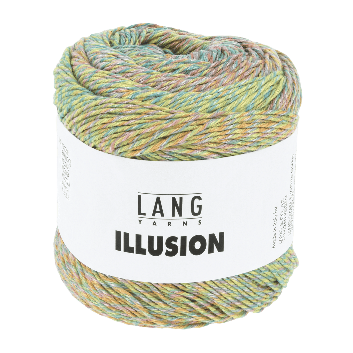 Lang Yarns Knitting Pattern Small-Medium - 5 balls / yellow/rose/light green/aqua 1155.0004 SYDNEY Sweater Pattern Bundle in Illusion by LANGYARNS | Punto 91-011