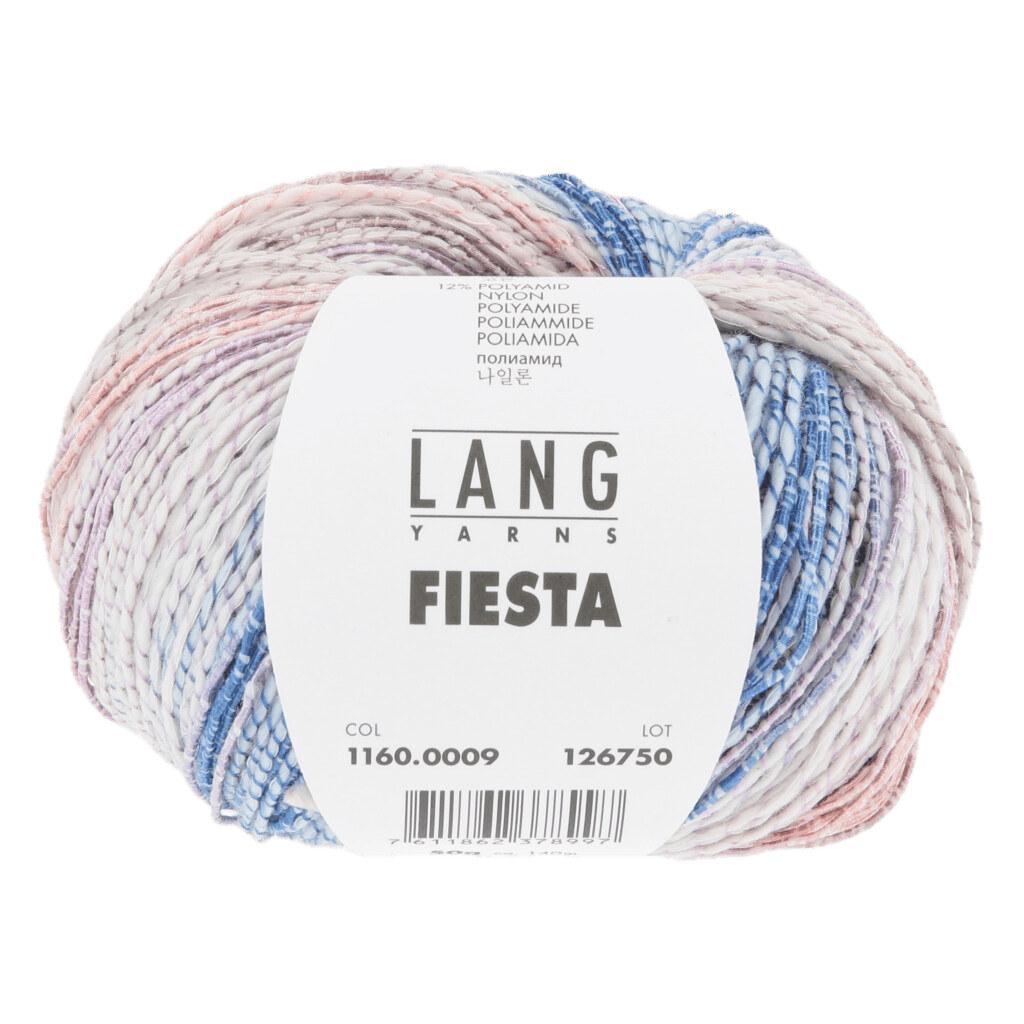 Lang Yarns Knitting Pattern Small-Medium - 6 balls / blue/rose/dark grey/purple 1160.0009 FRIA Short-sleeved sweater Pattern Bundle in Fiesta by LANGYARNS | Fatto a Mano 284-039