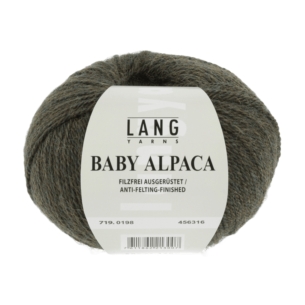 Lang Yarns Knitting Pattern Small-Medium - 6 balls / dark olive mélange 719.0198 AMBER Sweater Pattern Bundle in Baby Alpaca by LANGYARNS | Fatto a Mano 286-020