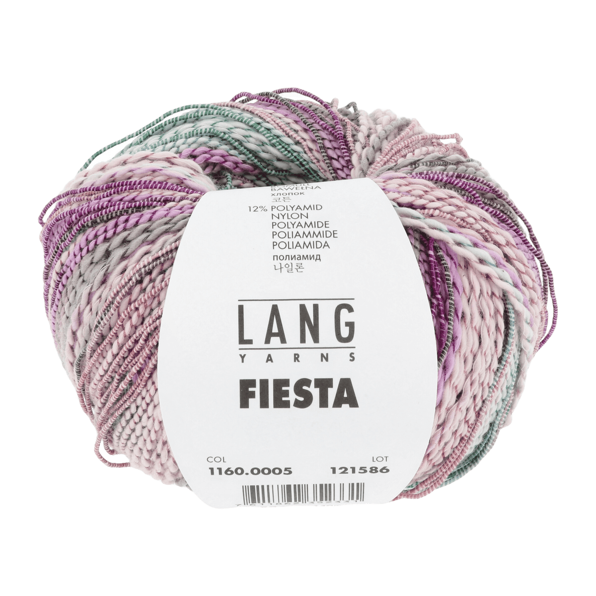 Lang Yarns Knitting Pattern Small-Medium - 6 balls / purple/rose/grey/green 1160.0005 WANJA Top Pattern Bundle in Fiesta by LANGYARNS | Fatto a Mano 284-013