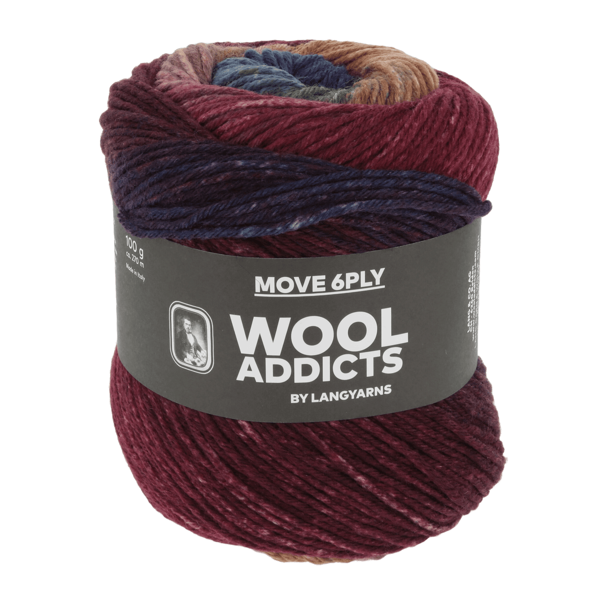 Lang Yarns Knitting Pattern Small-Medium - 6 balls / WINE/COGNAC/BLUE 1146.0001 UNEXPECTED MOVE Gehaakte trui met korte mouwen Pattern Bundle in Move 6ply by LANGYARNS | Punto 79-001