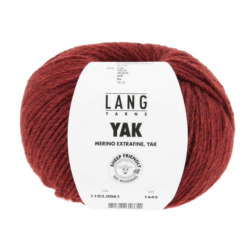 Lang Yarns Knitting Pattern Small-Medium - 7 balls / dark red mélange 1103.0061 WILMA Slipover Pattern Bundle in Yak by LANGYARNS | Fatto a Mano 286-054