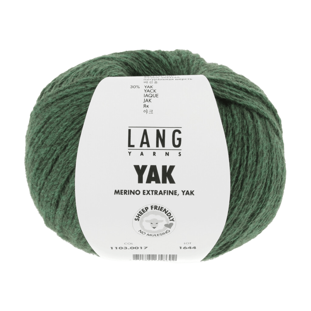 Lang Yarns Knitting Pattern Small-Medium - 8 balls / dark green mélange 1103.0017 EZRA Unisex Slipover Pattern Bundle in Yak by LANGYARNS | Fatto a Mano 286-048