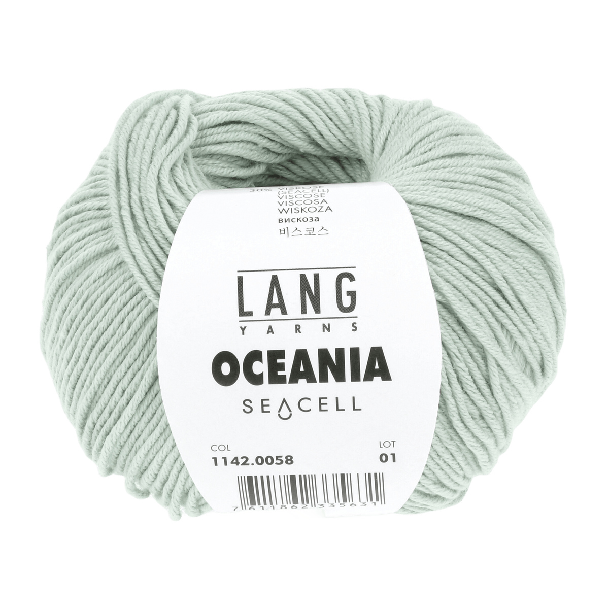 Lang Yarns Knitting Pattern Small-Medium - 8 balls / light sage 1142.0058 OCTAVIA Sweater Pattern Bundle in Oceania by LANGYARNS | Fatto a Mano 280-019