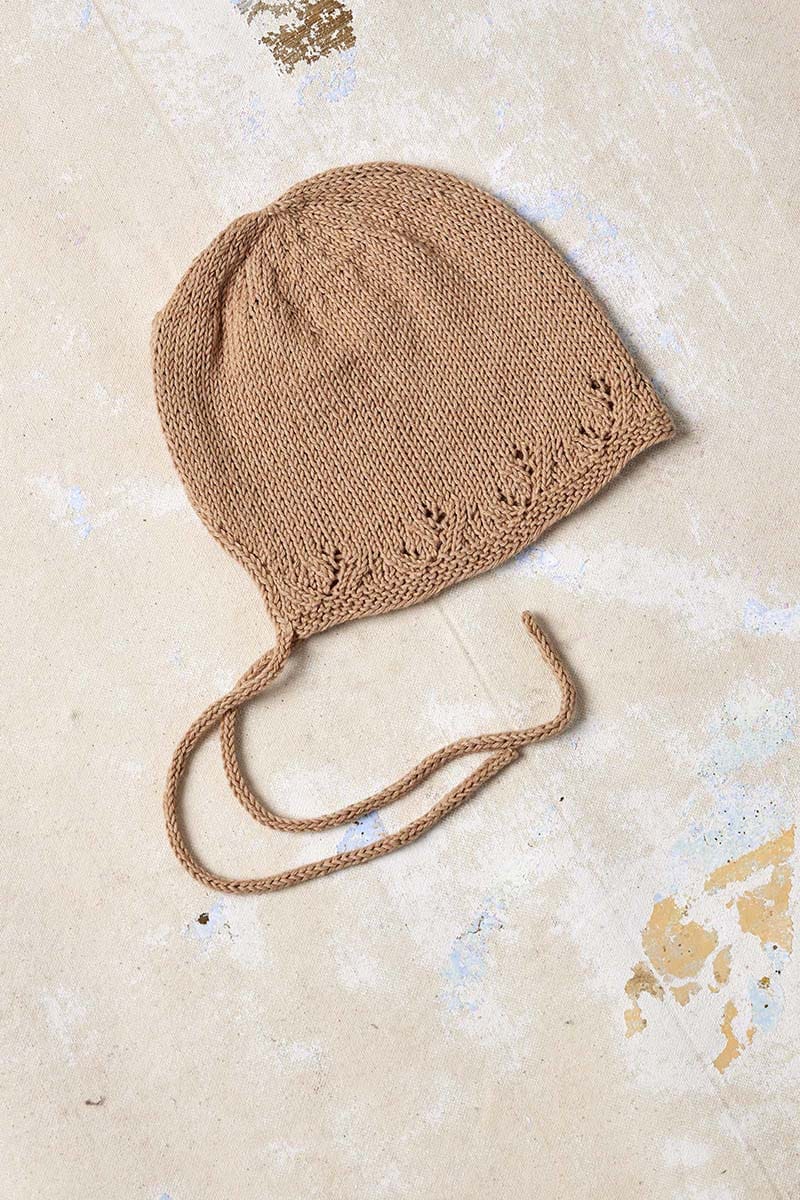 Lang Yarns Knitting Pattern SOLVEIG Bonnet Pattern Bundle in Baby Cotton Naturally Colored by LANGYARNS | Punto 83-005
