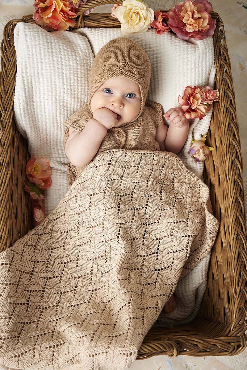 Lang Yarns Knitting Pattern SOLVEIG Bonnet Pattern Bundle in Baby Cotton Naturally Coloured by LANGYARNS | Punto 83-005