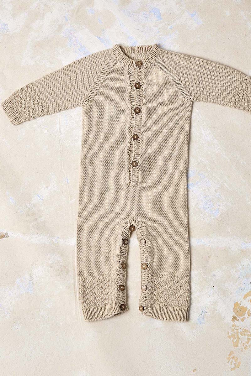 Lang Yarns Knitting Pattern SOREN Romper Pattern Bundle in Baby Cotton Naturally Colored by LANGYARNS | Punto 83-012