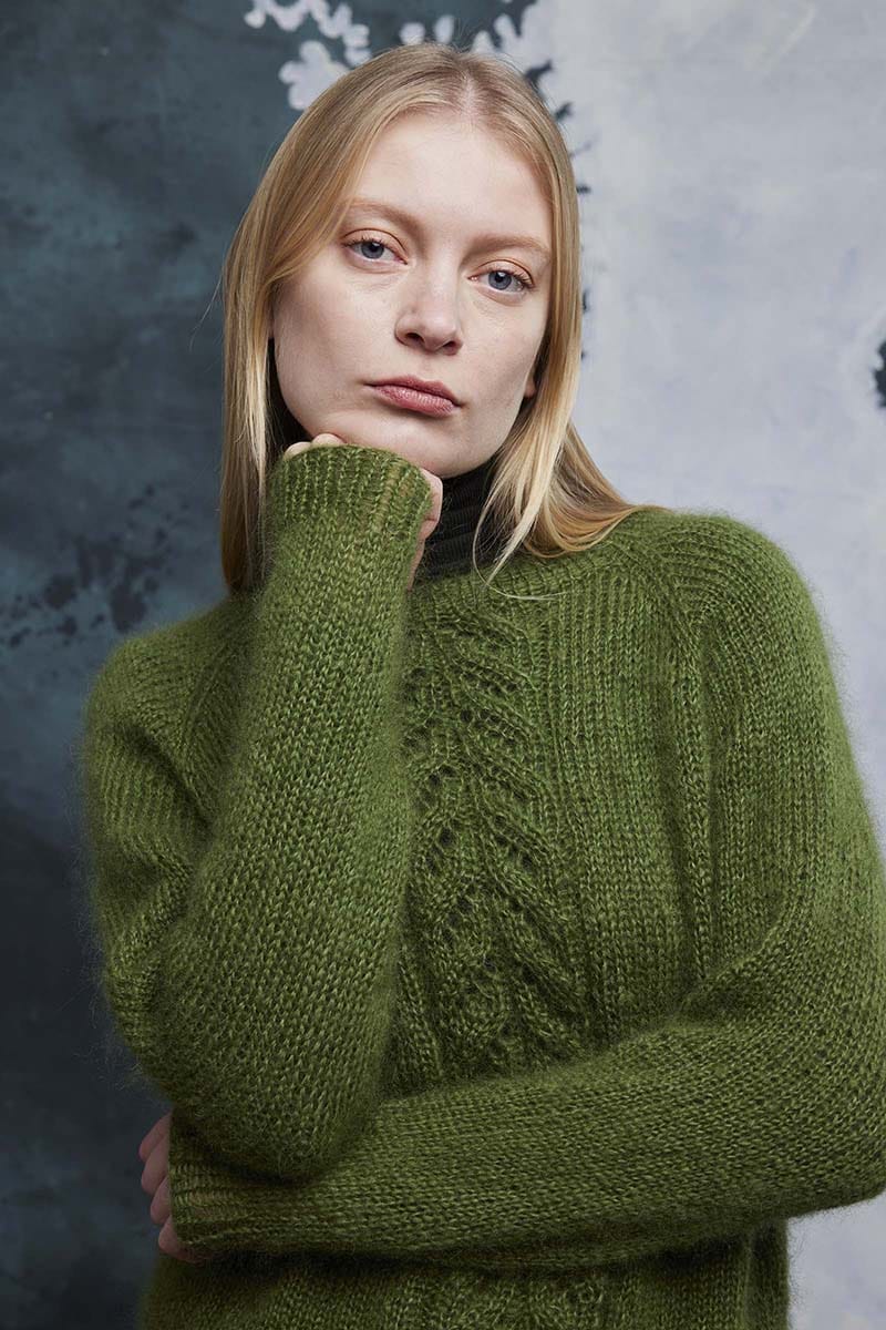 Lang Yarns Knitting Pattern TEMPERANCE Top Down Sweater Pattern Bundle in Mohair Luxe by LANGYARNS | Fatto a Mano 286-039