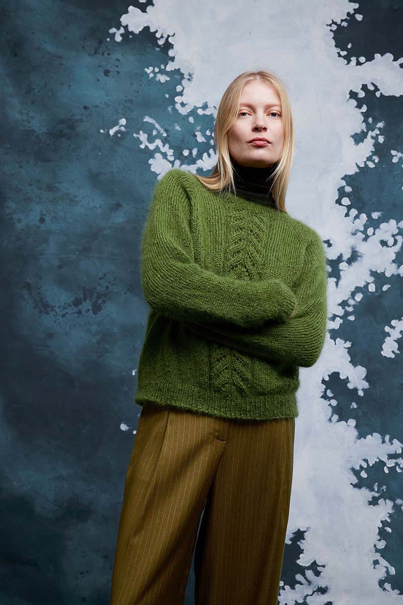 Lang Yarns Knitting Pattern TEMPERANCE Top Down Sweater Pattern Bundle in Mohair Luxe by LANGYARNS | Fatto a Mano 286-039