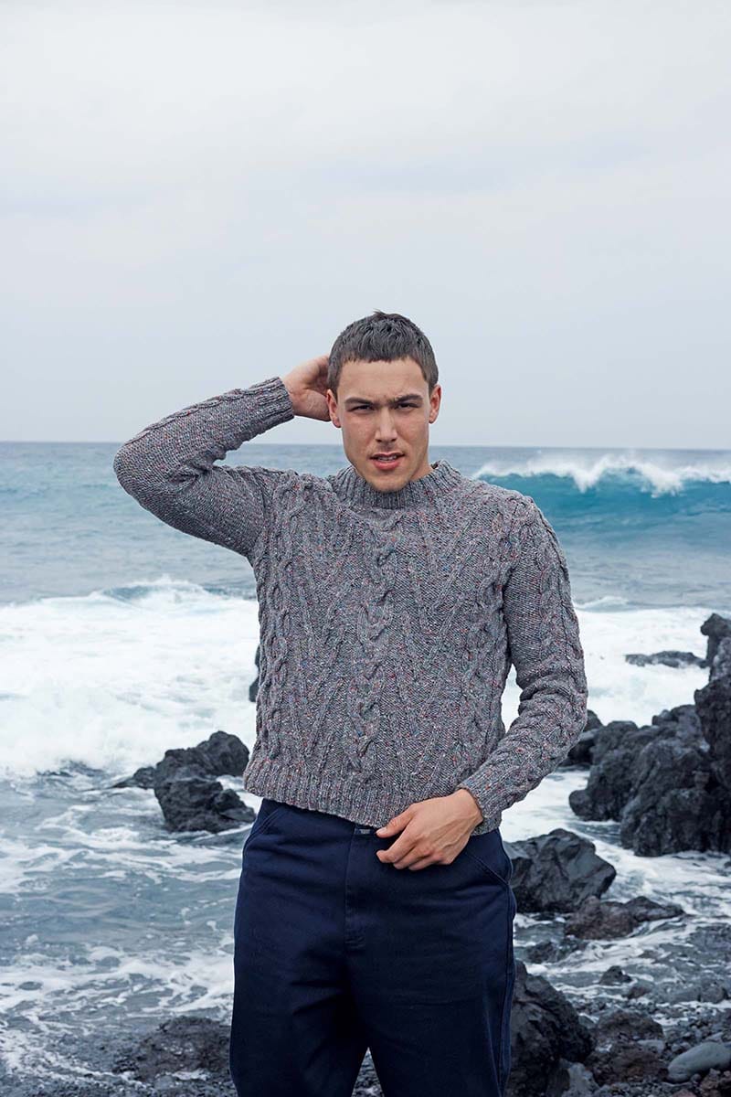 Lang Yarns Knitting Pattern VALENTIN Unisex sweater Pattern Bundle in DONEGAL TWEED+ by LANGYARNS | Punto 77-017
