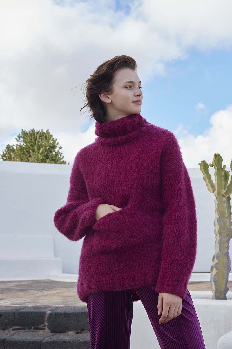 Lang Yarns Knitting Pattern VELVET TOUCH Sweater Pattern Bundle in Desire by LANGYARNS | WOOLADDICTS #13-041