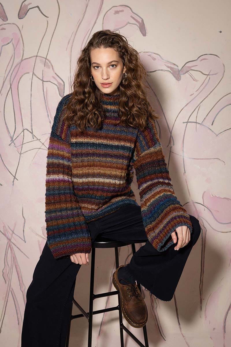 Lang Yarns Knitting Pattern VERONICA Sweater Pattern Bundle in Cloud by LANGYARNS | Punto 73-001
