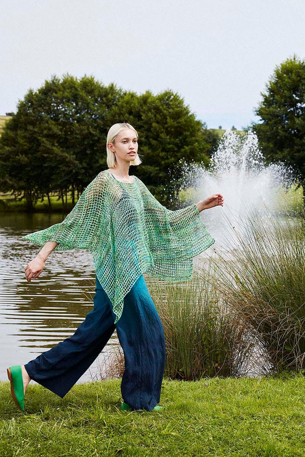 WIND-KISSED Crochet Poncho Pattern Kit in FOOTPRINTS by WOOLADDICTS | WOOLADDICTS #14-023