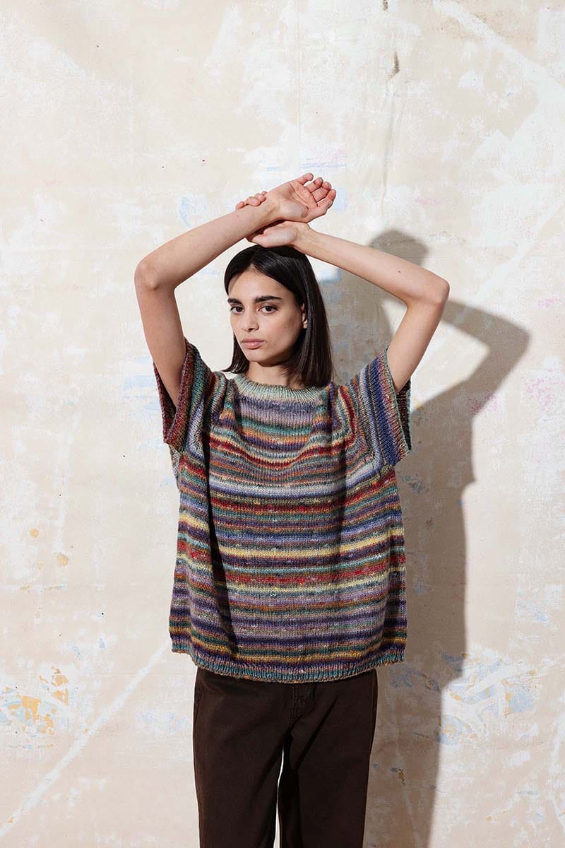 Lang Yarns Knitting Pattern WITHNEY Top Down Sweater Pattern Bundle in Magnolia by LANGYARNS | Punto 74-002