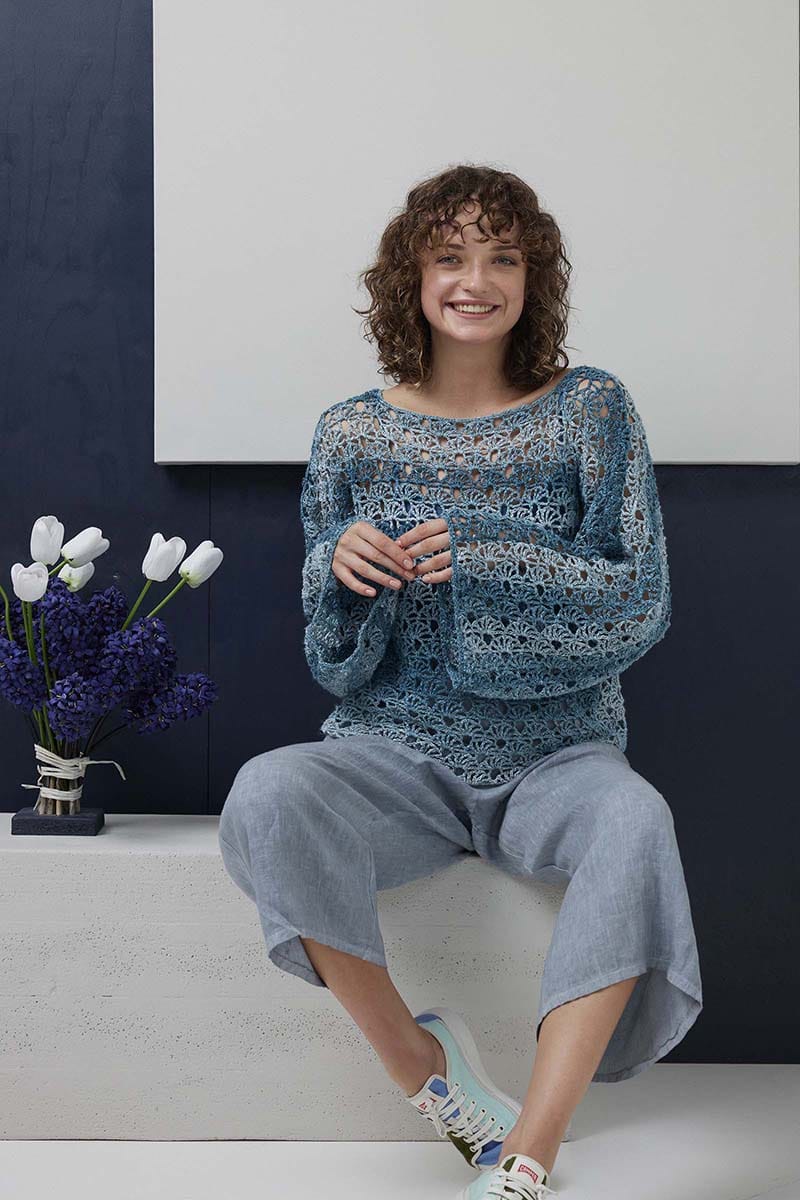 Lang Yarns Knitting Pattern Yumi Crochet Sweater Pattern Bundle in Linello by LANGYARNS | Fatto a Mano 288-029
