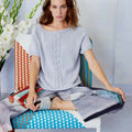 Lang Yarns Knitting Pattern ZEINAB Top Down Short-sleeved Sweater Pattern Bundle in Norma by LANGYARNS | Fatto a Mano 284-001