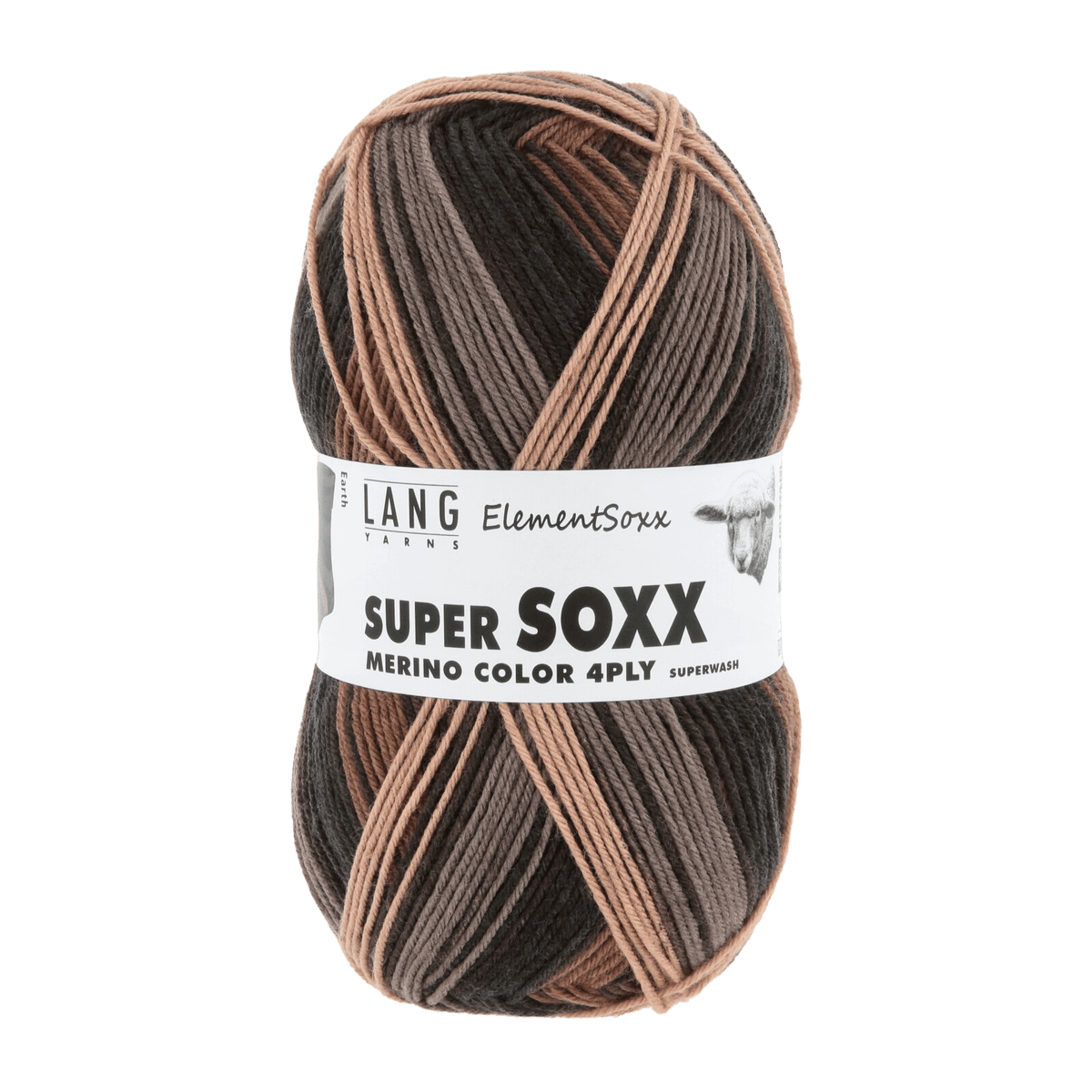 Lang Yarns Luxury Yarns Earth - Brown LANGYARNS | Sock Yarn | Super Soxx Merino Colour 4-Ply | 640