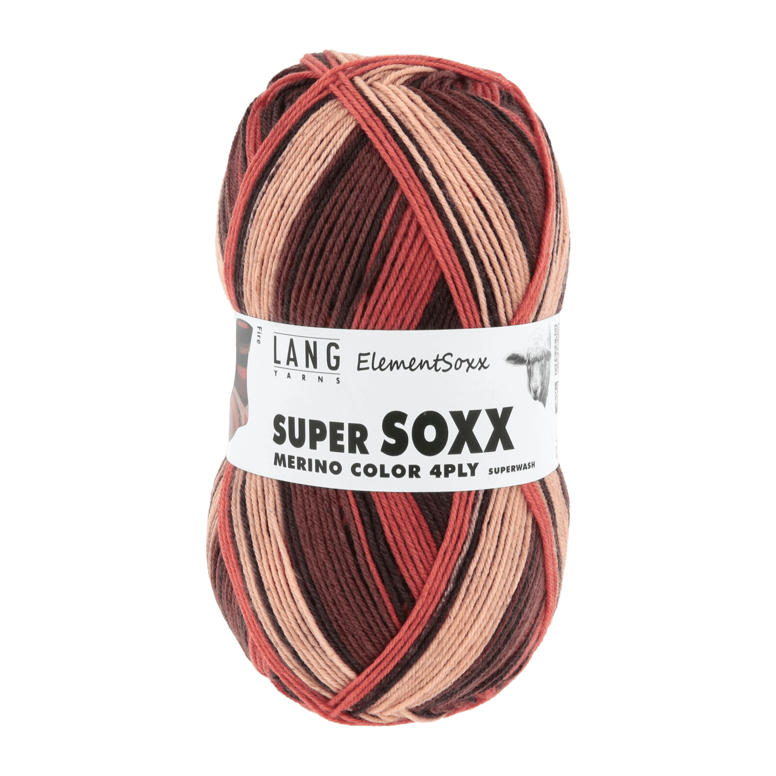 Lang Yarns Luxury Yarns Fire - Orange / Brown LANGYARNS | Sock Yarn | Super Soxx Merino Colour 4-Ply | 640