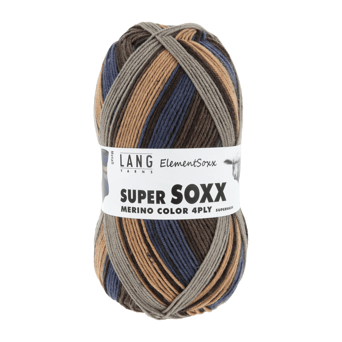 Lang Yarns Luxury Yarns Metal - Dark Blue / Dark Brown LANGYARNS | Sock Yarn | Super Soxx Merino Colour 4-Ply | 640