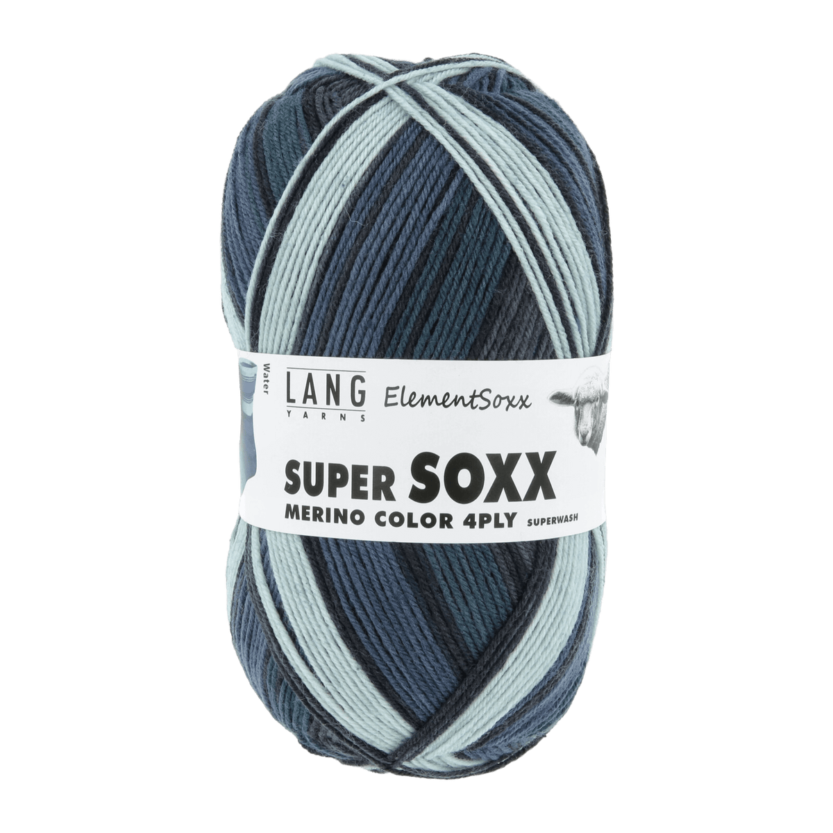 Lang Yarns Luxury Yarns Water - Blue LANGYARNS | Sock Yarn | Super Soxx Merino Colour 4-Ply | 640
