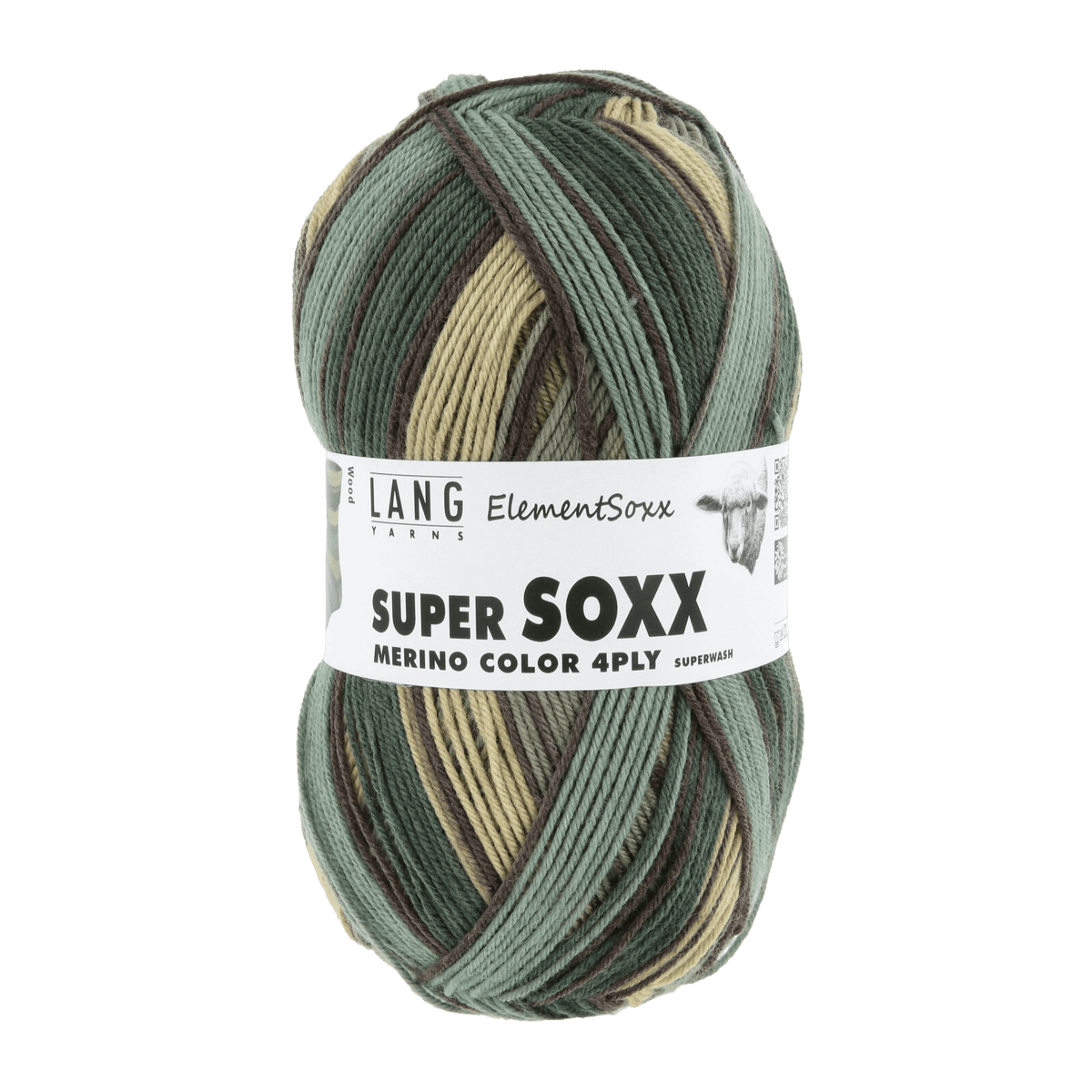 Lang Yarns Luxury Yarns Wood - Green LANGYARNS | Sock Yarn | Super Soxx Merino Colour 4-Ply | 640